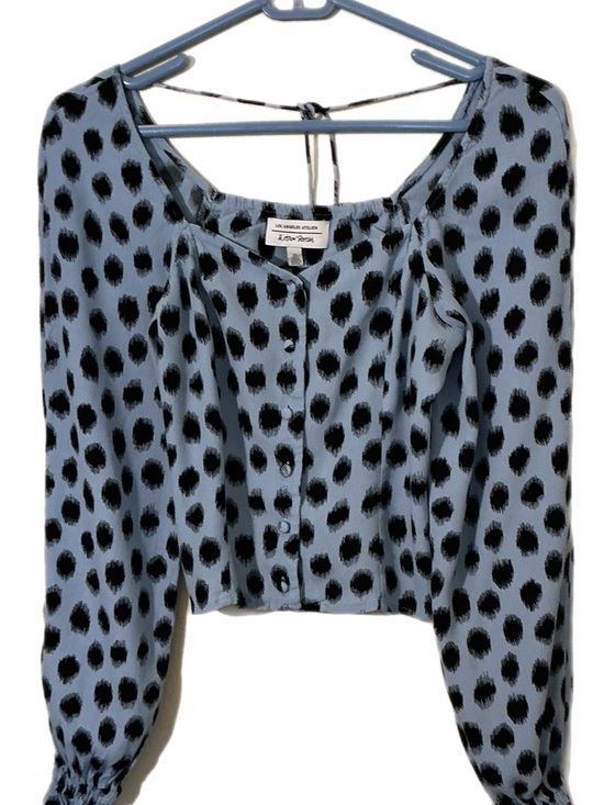 & Other Stories Tops - & Other Stories Blue and Black Polka Dot Button-Front Blouse